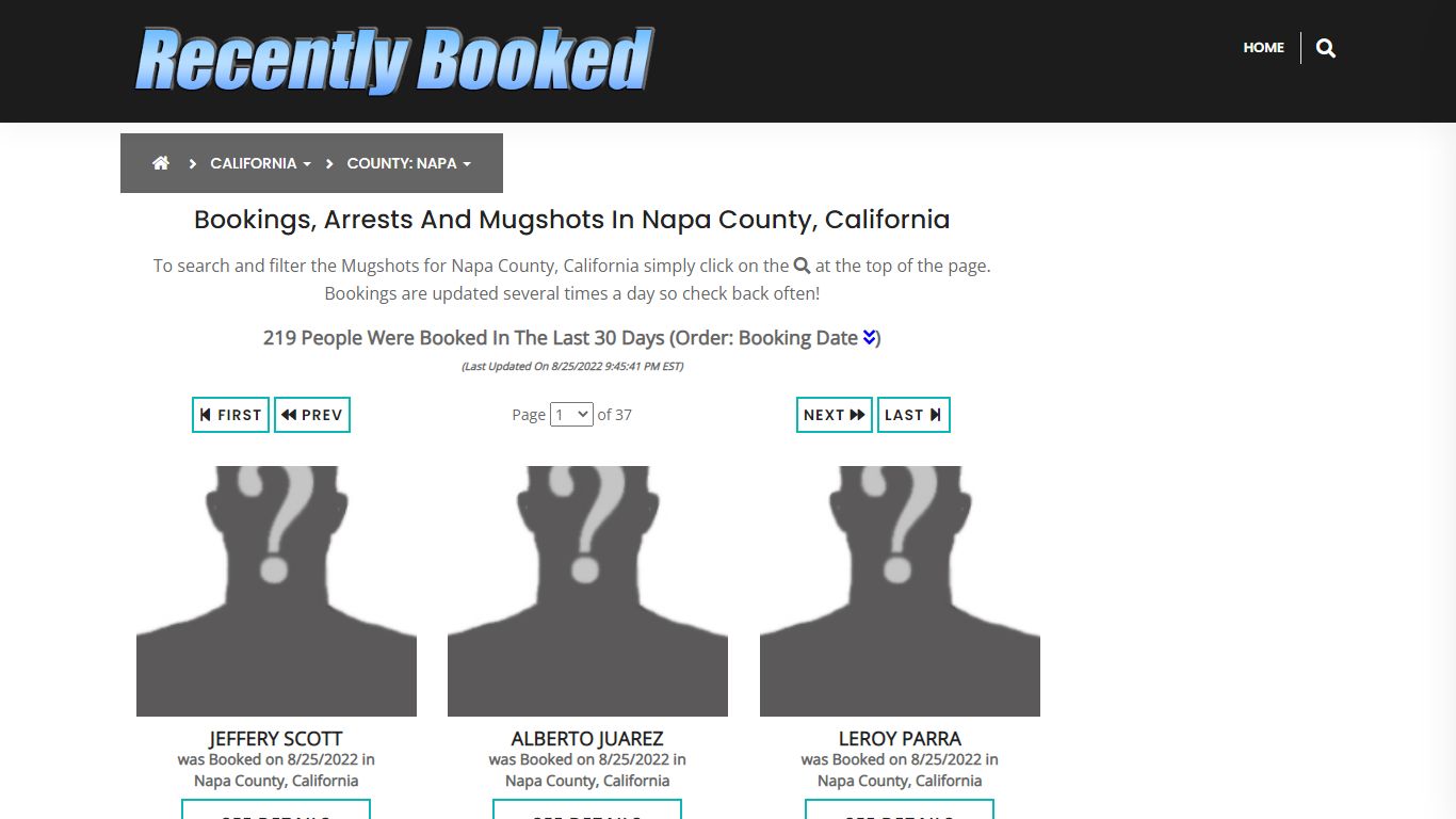 Recent bookings, Arrests, Mugshots in Napa County, California